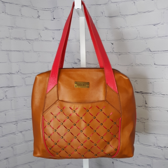 Velez Handbags - SPECIAL CCO$! VELEZ Tan Large Leather Shoulder Bag